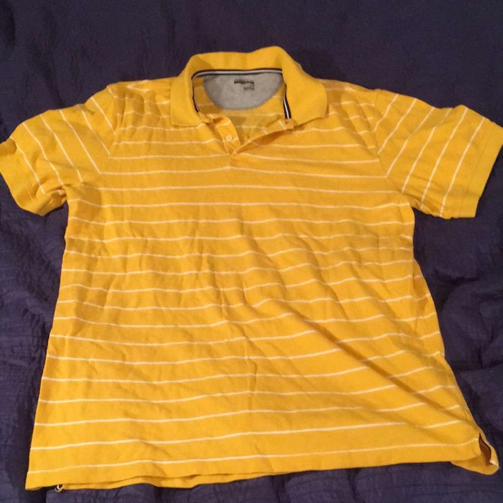 Old Navy Bright Yellow Polo with White Stripes